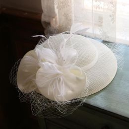 Berets Women Bridal Hat Wedding Party Headpiece Fashion Headwear Formal Flower Hair Accessories