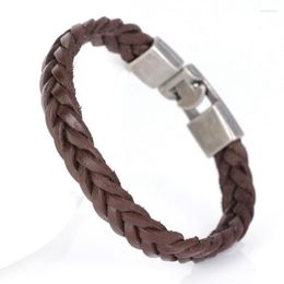 Link Bracelets Fashion High Quality Boys Weave Bandage Leather Trendy Vintage Novelty Brand Charm For Men Wholesale