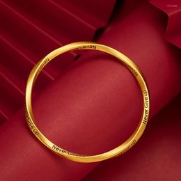 Bangle "Never Give Up" Solid Womens Girl 18k Yellow Gold Filled Classic Fashion Jewelry Girlfriend Gift Dia 60mm/62mm
