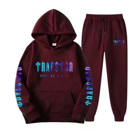 312 638 Mens hoodie Trapstar tracksuit rainbow hoodedEmbroidery Plush Letter Decoration Thick sportswear men and women sportswear suit zippe