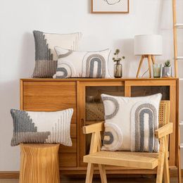 Pillow Bohemain Morocco Tufted Throw Case 30X50cm 45X45cm Cotton Geometric Cover For Home Living Room Sofa Decoration
