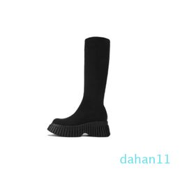 European station high flying woven elastic boots 2023 autumn and winter new sock boots women's shoes thick soles with pink long knee-tide boots