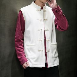 Men's Vests 2023 Tang Suit Male Top Madarin Collar Traditional Chinese Clothing Men Cotton Linen Retro Hanfu Vest 230909