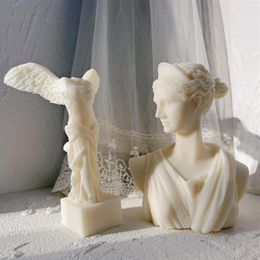 Samothrac Winged Victory Candle Mold Greek Statue Goddess Silicone Angel Figurine Sculpture Art Wax Candles Mould 220531246S