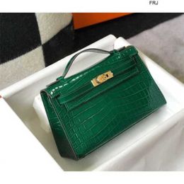 Designer Handbags kellyity Handmade 5a Bags Girl Family New Crocodile Pattern First Generation Head Layer Cowhide Semi Mini Handheld Have