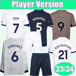 23 24 SANCHEZ SON Mens Player Version Soccer Jerseys Long Sleeve HOJBJERG ROMERO E. ROYAI Home White Away 3rd Football Shirt Short Sleeves Adult Uniforms