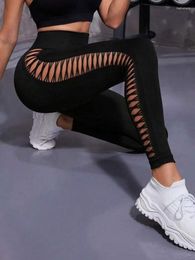 Women's Leggings Sexy Hollow Black Seamless Women Fitness Gym Yoga Pants High Waist Sports Female Clothing