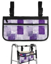 Storage Bags Purple Paint Square Graffiti Abstract Texture Wheelchair Bag Armrest Side Electric Scooter Walking Frame Pouch