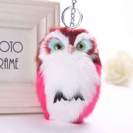 Update Bird Owl Keyring Keychain Carabiner Imitation Rabbit Hair Plush Toy Key Chain Key Ring Bag Hangs Lkey Holders