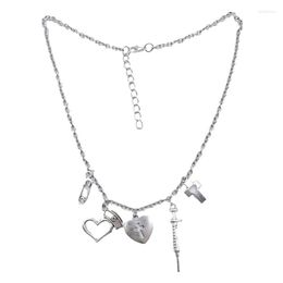 Pendant Necklaces Necklace With Paper Clip Charm Heart Neck Chain Fashionable Gift F19D