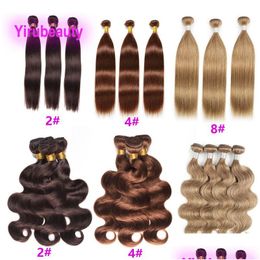 Hair Wefts Brazilian Human Double 2 4 8 Colour Body Wave Silky Straight 10-32Inch 3 Bundles Pure Drop Delivery Products Extensions Dhk0W