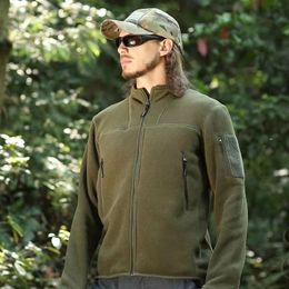 Full zip Tactical jacket Thermal work coat Men's pocket hunting jacket Hiking coat trench coat