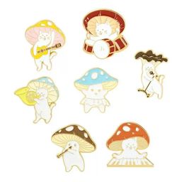 Mushroom Enamel Badges Brooch Anime Pins Cute Decorative On Backpack Cat Concert Lapel Pins Brooches Back to School Gift for Clothes Hats LL