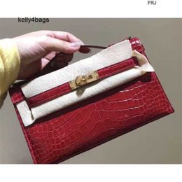 kellyity Kelli Bags Handmade 5a All Crocodile Leather Bag s Generation Mini Womens Single Messenger Red Gold Buckle Have GQ8L birkinbag