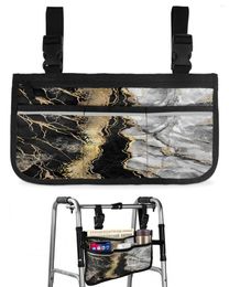 Storage Bags Abstract Black Marble Wheelchair Bag With Pockets Armrest Side Electric Scooter Walking Frame Pouch