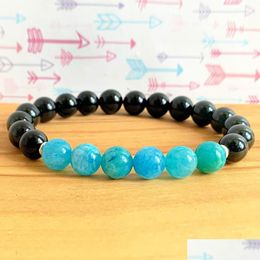 Beaded Mg1216 Genuine Black Tourmaline Hemimorphite Wrist Mala Bracelet Grounding The Root Chakra Energy Power Drop Delivery Dhgarden Dhhny