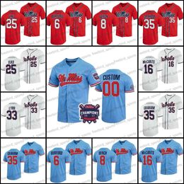 Champions Ole Miss Baseball Jersey Hayden Dunhurst Tim Elko Bobby Wahl Judd Utermark Zack Cozart Justin Bench Jerrion Ealy Will Furniss Stitched Mens Jerseys XXXL