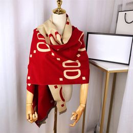 Mulher cachecol designer de luxo inverno dupla face letras impressão versátil pashmina primavera cashmere xale quente pescoço anel 190x65cm