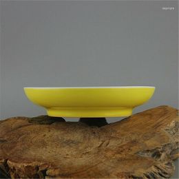 Decorative Figurines Chinese Jingdezhen Porcelain Yellow Glaze Fruit Plate 6.0 Inch