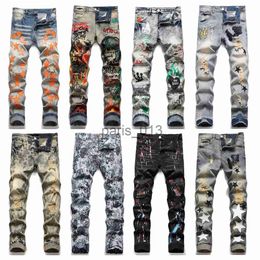 Mens Jeans designer jeans mens miri jeans fashion cool style denim pant distressed ripped biker embroidery luxury black blue jean slim fit motorcycle high quality tr