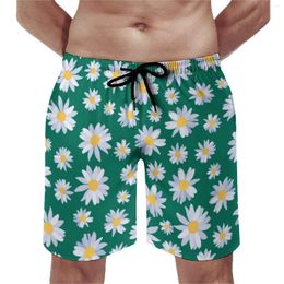 Men's Shorts White Daisy Board Trenky Oversize Beach Flowers Botanical Man Swimming Trunks Quality