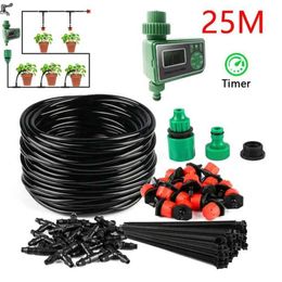 Automatic Drip Irrigation System Timer Kit 25M Garden Hose Watering Tools Sprinkler 210809250f