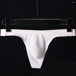 Underpants Ice Silk Briefs Men'S Seamless Breathable Sexy One-Piece Low-Rise Thong T-Pants Panties Penis Big Pouch Underwear 284l