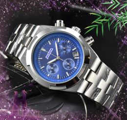 Mens High Quality Moon Watch Full Function Stopwatch Quarz Chronograph Movement Clock Waterproof Special Case Designer Fine Stainless Steel Wristwatches Gifts