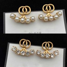 Stud Fashion Designer Earrings For Women Stud Earrings Pearl Jewelry Gold Letters Earrings Diamond studs Wedding Ear Studs Charm earrings x0911