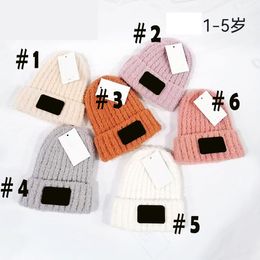 1pcs Winter children Christmas Hats Travel baby Fashion kid Beanies Skullies Chapeu Caps Cotton Ski cap girl grey hat keep warm gift pink Colour Double thickened 1-5