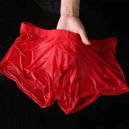 Men Wet Seductive Sexy Boxer Briefs Thin Transparent Underwear Shorts Trunks Seamless Silk Antibacterial Boxers Homme 2021 G22281t