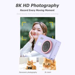 Toy Cameras 8K Video Camera Dual Lens 8MP UHD Children SLR 24 Inch IPS Screen Battery Operated USB Charging Educational with Lanyard 230911