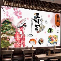 Carta da parati 3D Po Murale personalizzato Attrazione turistica giapponese Cucina Sushi Restaurant Murales negli sfondi del soggiorno250K