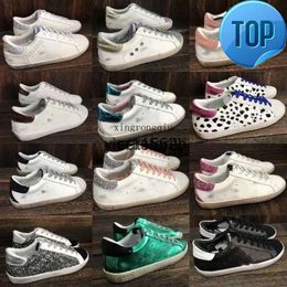 golden goosee Italy Brand Sneaker Super star Women Shoes Leopard Print Pink-gold glitter Classic White Do-old Dirty Design Mju