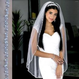 Bridal Veils MZA77 Sparkle Veil Hight Quality Wedding Crystal Organza Beaded With Rhinestones Short