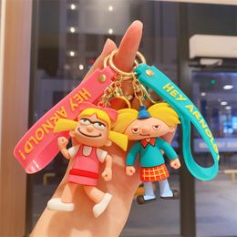 Plush Keychains Hey Arnold! Keychain Cartoon Action Figure Arnold Shortman Figurines Pvc Toys Bag Car Keyring Pendant Kids Wholesale Gifts 230911