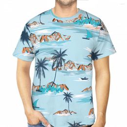 Men's T Shirts Ocean Seamless Palm Polyester 3D Print Tropics Pattern Shirt Outdoor Sports Quick-drying Clothes Street Tees