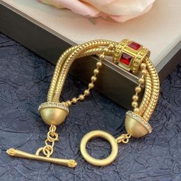 Link Bracelets Rhinestone Czech Diamond Set With 24 Mist Gold Electroplated Vintage Bracelet Jewellery For Woman Trend