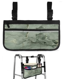 Storage Bags Grass Green Marble Wheelchair Bag With Pockets Reflective Strips Armrest Side Electric Scooter Walking Frame Pouch