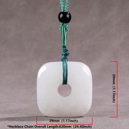 Natural square white jade gemstone necklace Stone Pendant Pendants For Women Cute Necklaces Wholesale Jewellery Ornate Jewels