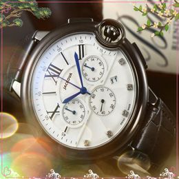 Crime Premium Mens Full Functional Watches Stopwatch 43mm Quartz Movement Male Time Clock Watch Popular Genuine Leather Belt annua213O