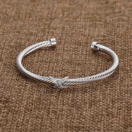 Designer Fashion Top Luxury Jewelry Twisted X Bracelet Gold Charm Sliver 925 Sterling Silver Bracelets Braided Cross Bangle Diamond Zircon Luxury Couple Gift 678