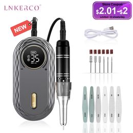 Nail Manicure Set Lnkerco 35000RPM Drill Machine LCD Display Rechargeable Master For Pedicure Milling Tools 230911