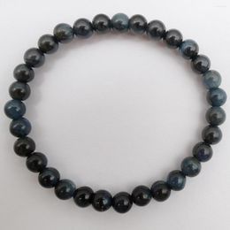 Strand 6MM Blue Gray Tigereye Beads Bracelet Bangle Stretch 7.5 Inch Jewelry For Woman Gift G540