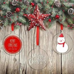 24 Piece 3Inch Transparent Clear Circle Christmas Hangtag DIY Blank Round Acrylic Xmas Tree Ornaments Pendant JN22 ZZ