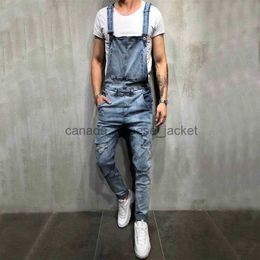 Men's Jeans Men's Ripped Jeans Jumpsuits Ankle Length Letter printing Distressed Denim Bib Overalls For Men Suspender PantsL230911