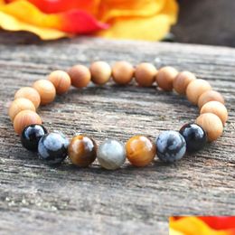 Beaded Mg0977 Snowflake Obsidia Sandalwood Yoga Bracelet Negative Energy Protection Empath Grounding Drop Delivery Jewelry Br Dhgarden Dhnep