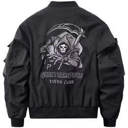 Men's Jackets Skull Embroidery Bomber Mens Motorcycle Clothes Baseball Uniform Winter Outdoor Oversized Harajuku Streetwear 2023 Coats 230911