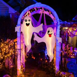 10pcs/lot Halloween Ghost Lighted Hanging Decoration Outdoor Halloween Tree Hugger Friendly Spooky Ghost for Home Garden Party Supplies D2.0