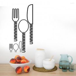 Wall Stickers 6Pcs Kitchen Fork Spoon Knief UMMMM Sticker Dining Room Cooking Tools Decal Resturant Home Decor
